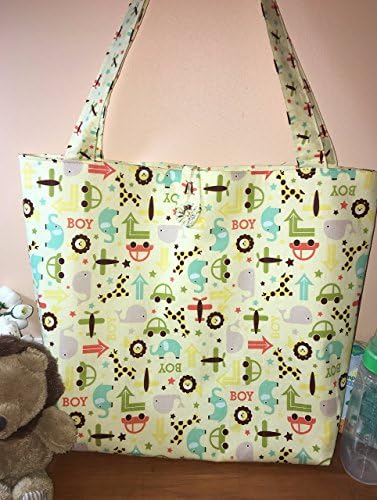Handmade Medium Size Baby Boy Diaper Tote Bag, Diaper Bag