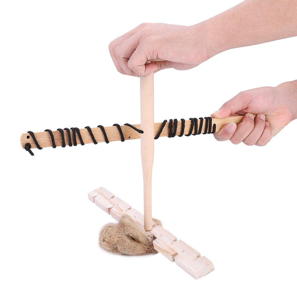 Bnineteenteam Bow Drill Fire Starter Kit,Primitive Fire Making Tool Wood Drilling Fire Making Tool for Camping Educational Learning Mountaineering Tool Accessories Hiking Camping