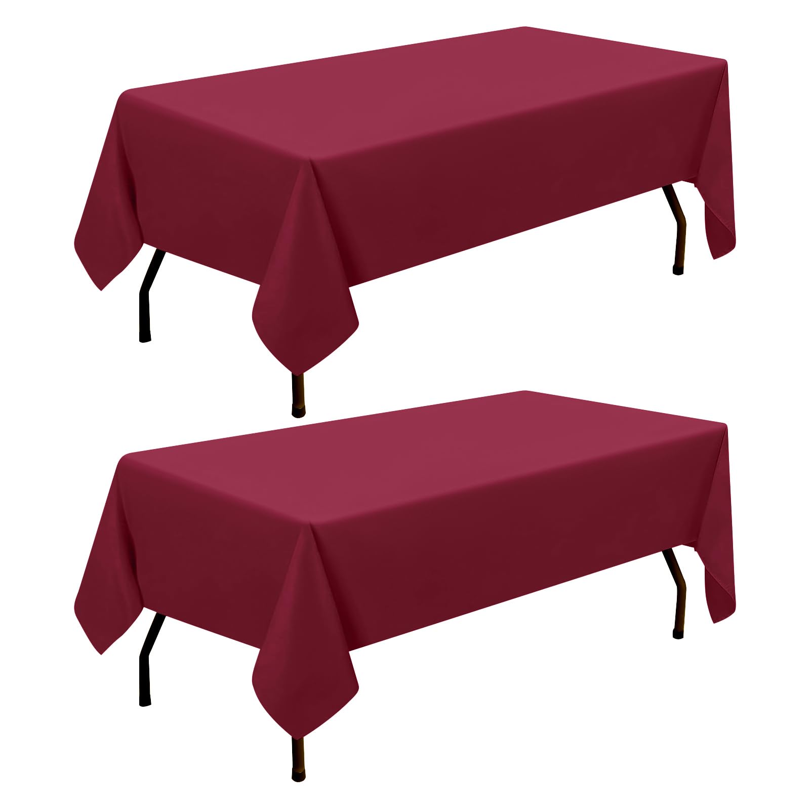 smiry Table Cloth Rectangular 140 x 100 cm Pack of 2 - Washable Fabric Dining Tablecloth, Dust-Proof Polyester Table Cover for Party Garden Kitchen Outdoor, Wine Red