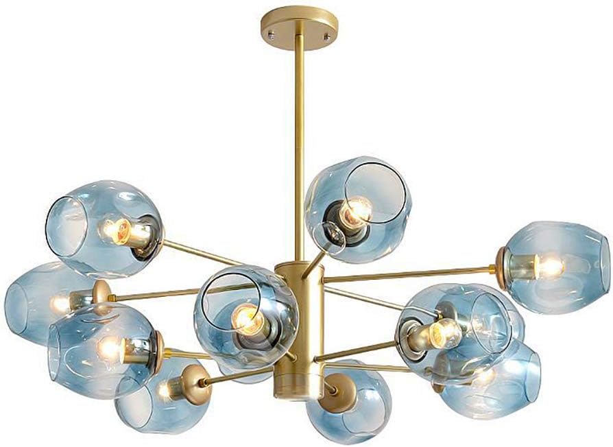 Blue Sputnik Glass Chandelier Lighting 12 Light,Modern E27 Branch