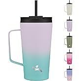Konokyo Insulated Tumbler with Handle and Straw, 18 OZ Travel Coffee Mug Stainless Steel Cup Metal Water Bottle,Lavender Green