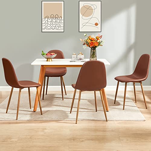 GreenForest Dining Chairs Set of 4, Washable PU Leather Dining Side Chair Mid Century Modern