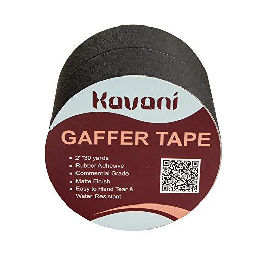 KAVANI Premium Gaffer Tape with Rubber Adhesive 2 Pack of 2inch X 30yards Black