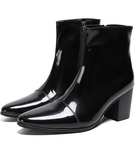 Amazon.com | Men's Leather Pointed Toe Chelsea Boots,Buckle Straps
