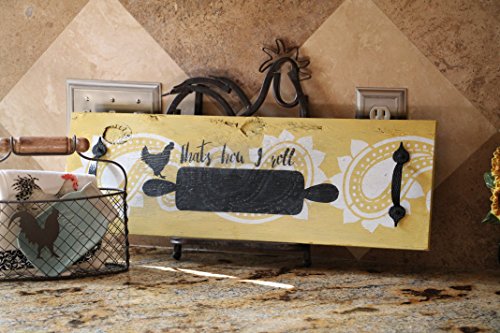 Rooster Rolling Pin Country Stencil For Signs, Pillows, Bread Boards, Aprons And More - Thumbnail 2