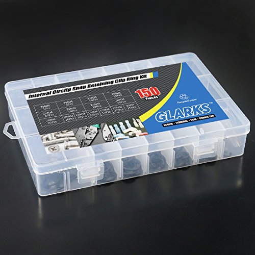 Glarks 150Pieces 15 Size Metric Alloy Steel Internal Circlips Snap