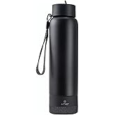 TYLT Smart Water Bottle with Bluetooth Speaker, Wireless Stainless Steel Insulated Travel Tumbler with Flip Straw, Rechargeable, Portable, Double Layered, 24oz (Black)