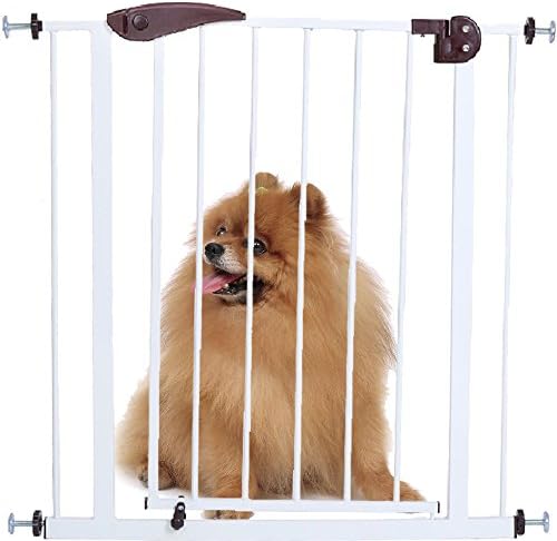 Crazyworld Wide Pet Gate Safety Fence,Enclosure System for Dogs Puppy Cat Doorway,Easy Step Walk Through Gate,Pet Gates Tall(White)