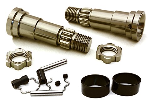 Integy RC Model Hop-ups C27464GREY Billet Machined +6mm Ext. Stub Axles for C27070, C27071 & C27072