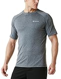 TM-MTS03-SGY_Large Tesla Men's HyperDri Short Sleeve T-Shirt Athletic Cool Running Top MTS03