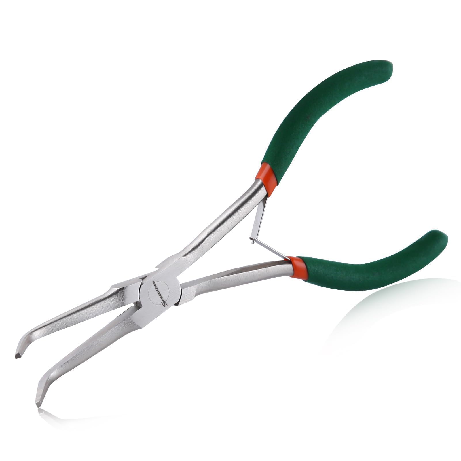 SPEEDWOX Mini Long Nose Pliers - Smooth Jaw, Bent, Long Reach Needle Nose Pliers for Jewelry Making, Bending Wire & Small Object Gripping