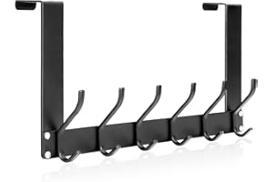 Uross Foldable Over The Door Hooks, Heavy Duty Over Door Hanger, Behind The Door Hook Rack for Hanging Jackets Coats Hoodies Towels Scarfs Clothes Hats Handbags Backpacks -Black