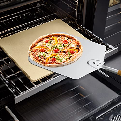 Mimiuo Rectangular Cordierite Pizza Stone for Ooni, for Preparing Bread, Tarte Flambée and Pizza, for Oven and Barbecue, Oven and Grill, Gas, 33 x 33 cm