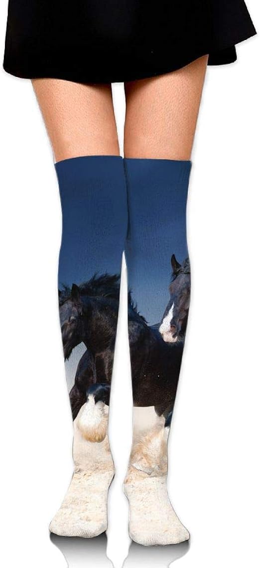 Black Horse Run Kicking Dust Cotton Compression Socks for