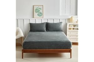 Velvet Fitted Sheet, Ultra Soft Bottom Sheet 11" Deep Pocket, Elastic Bed Sheet Cover, Plush Cozy Comfy Warm for All Season (