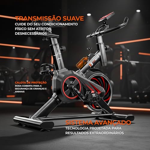 Bicicleta Ergométrica Fitness Para Cardio E Musculação Academia Com Base Cor Preto E Vermelho Marca Its 8kg Inercia
