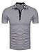 Coofandy Mens Short Sleeve Casual Striped Collar Slim Fit Polo Shirts Grey Large, Grey, Large