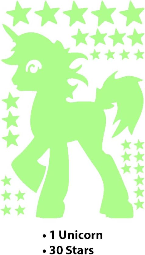 Ambiance-Live Glow in the dark unicorn with stars wall sticker decal - 20 x 20cm, 20 x 20 cm - Image 3