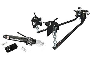 Camco Eaz-Lift Elite 1,000lb Weight Distribution Hitch Kit with Manually Adjusted Sway Control - Ready-to-Tow with Pre-Installed Hitch Ball, Sway Control Ball, U-Bolts, & Chain Package (48058)
