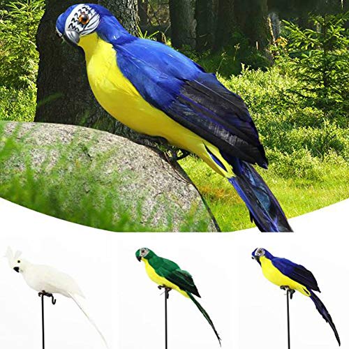 Oral Dentistry Realistic Parrot with Artificial Bird Feathered Decoration Ornament Birds Imitation Animal Model Outdoor Garden Lawn Tree Decor (Blue)