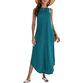 Halife Women's Summer Casual Sleeveless Beach Dress Long Halter Side Slit Maxi Sun Dresses