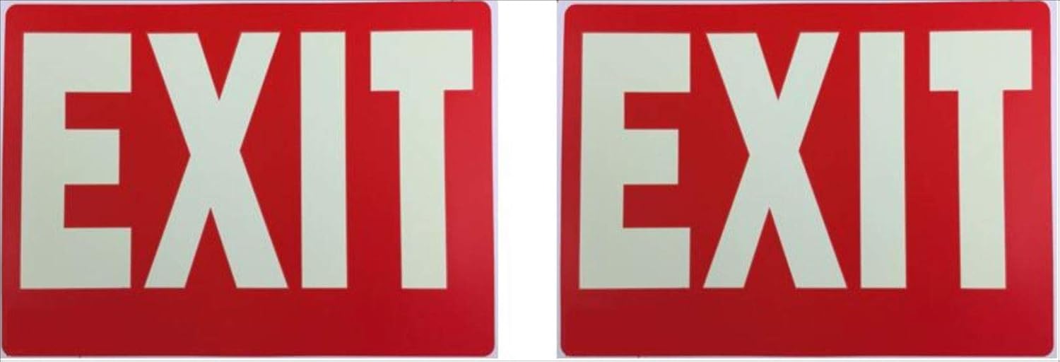 Exit Sign Glow-in-The-Dark Exit Sign, 12 by 9 Inches, (2 Pack) by natraco