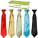 Bundle Monster 5pc Solid Color Boys Formal Pre-Tied Polyester Neckties - Set 3, Brights