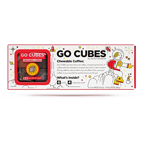 GO CUBES Energy Chews, Assorted Coffee Flavors, 4 count chews (6 Pack)