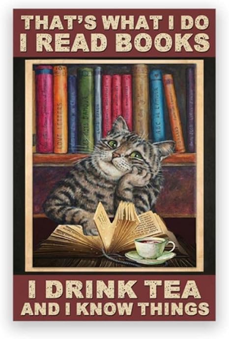 Amazon Chenjiaxu 猫読書本面白いポスターヴィンテージプリント読書室図書館壁の装飾部屋キャンバス絵画 42x60cmx1フレームなし アートフレーム ポスター オンライン通販