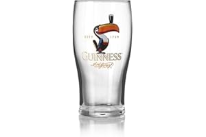 Guinness Toucan Pint Glass, Single Glass | 20oz Pints Drinking Cup | Thick Beer Glasses Beer 20 oz Beer Can Glass