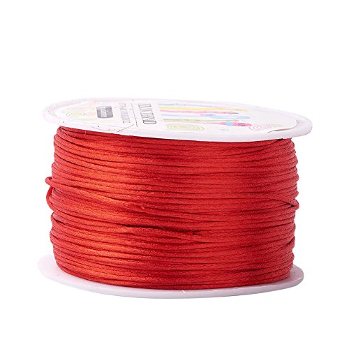 Pandahall 1 Roll 1mm x 100yards Red Rattail Satin Nylon Trim Cord Chinese Knot