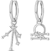 925 Sterling Silver Constellation Earrings For Women,Dangle Earrings With Cubic Zirconia | Trendy Hoop Huggie Design For Everyday Wear, Birthday Gift For Her