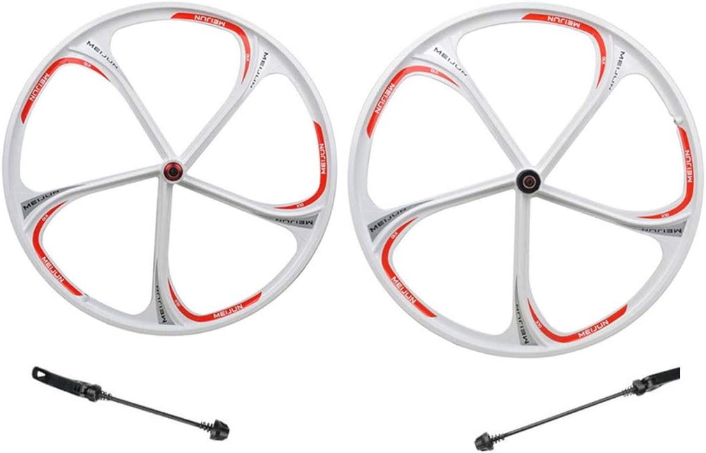 LSRRYD 26 Inch Cycling Wheels, Double Wall Magnesium Alloy MTB Rim Quick Release Disc Brake Hybrid Mountain Bike Wheelset 7 8 9 10 Speed (Color : White, Size : A)