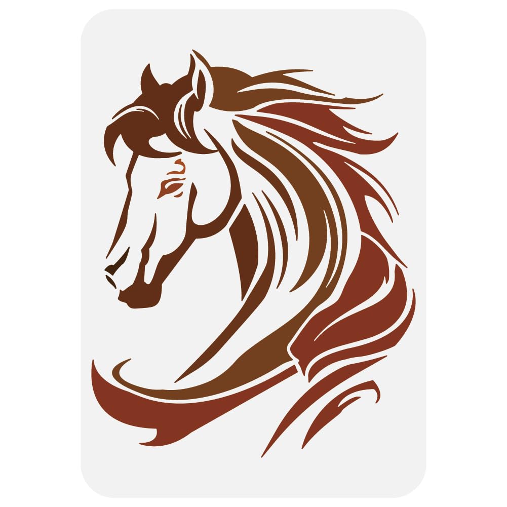 FINGERINSPIRE Horse Head Painting Stencil 21x29.7cm Reusable Line Horse Drawing Template Rectangle Head of Horse Stencil for Painting Large Animal Theme Template for Home Wall Furniture Decor