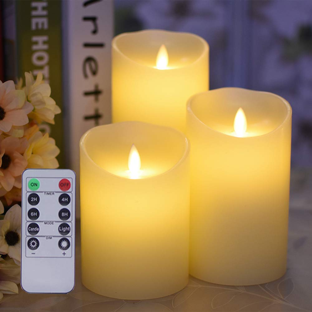 Flickering Flameless Candles Battery Operated Candles, Set of 3(H4\