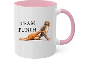 Snugeasy Team Punch The Monkey Mug, Cute Monkey Punch Hugging Plush Cute Monkeys Ceramic Mug, Monkeys Cup Gift (C)