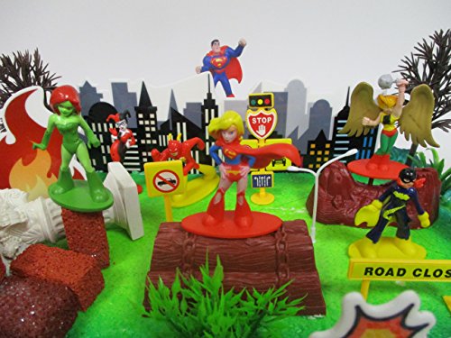 DC Comics Super Hero Girls Birthday Cake Topper Set Featuring Figures and Decorative Themed Accessories - Thumbnail 6