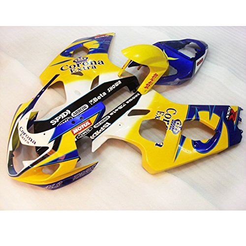 Wotefusi Brand New Motorcycle ABS Plastic Painted Compression Mold Bodywork Fairing Kit Set For Suzuki GSXR600 GSXR750 K4 2004 2005 Yellow