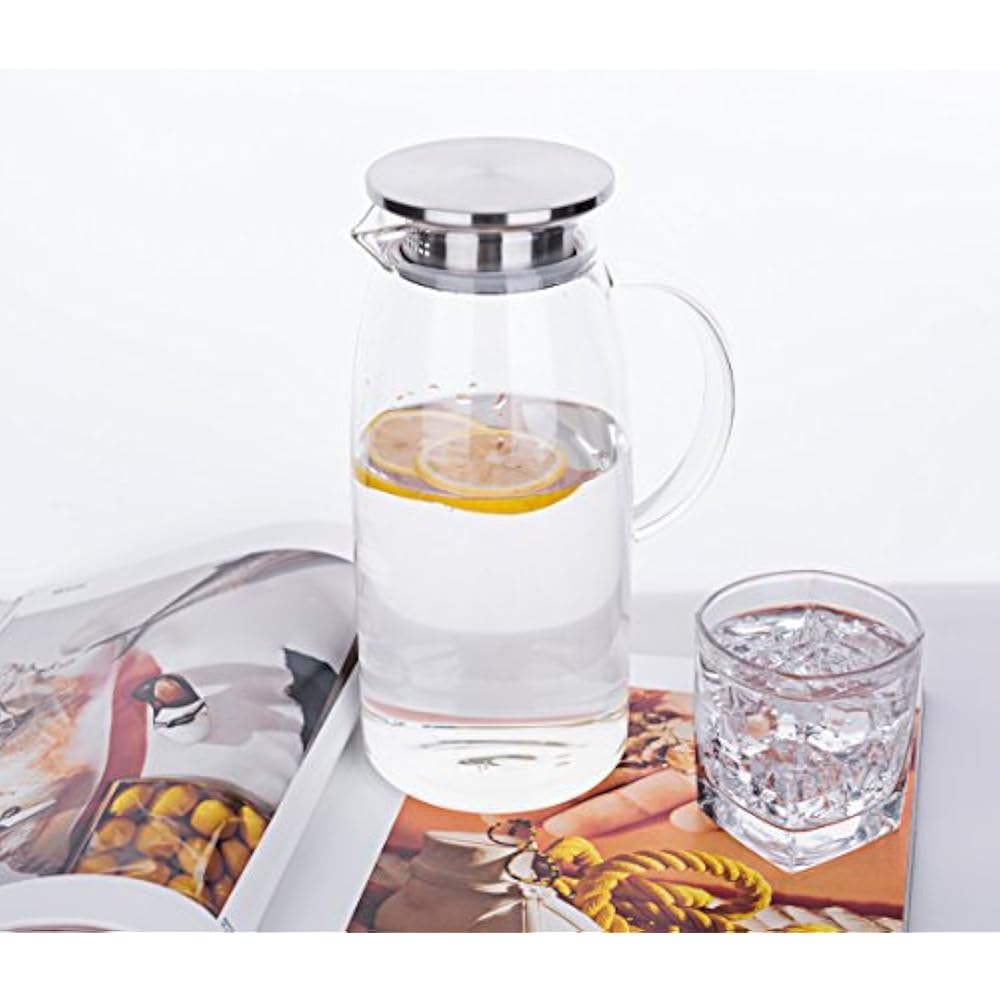 Carafes & Pitchers 60 Ounces Glass With Lid, Hot/Cold Water Jug, Juice