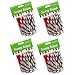 Kicko Jump Rope Nylon with Plastic Handles - 6.5 Feet - 4 Pack - White Jumping Rope with Red Stripes and Handles - for Kids and Adults - Sports, Outdoors, Fitness, Exercise, Fun, Play, Toy