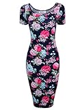 Tom's Ware Women's Sweetheart Short Sleeve Midi Dress TWCWD053-NAVY-US M