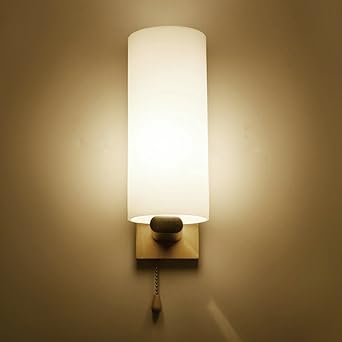 Heyun Wooden Glass Led Wall Lights With Pull Cord Switch Up And