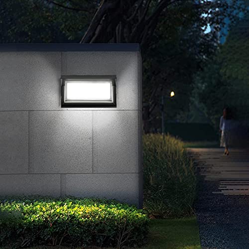 LED Wall Light, IP65 Waterproof 18W Cold White 6000K Aluminum Rectangle Outdoor Wall Lamp Outdoor Lamp for Garden Front Bathroom Porch Garage