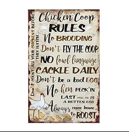 Ohio Wholesale Inc Chicken Coop Rules 10 X 16 Indooroutdoor Funny Sign