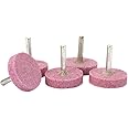Join Ware 10Pcs Pink 1/4" Shank T Shaped Red Corundum Grinding Heads Abrasive Mounted Stone Grinding Wheel Head Rotary Tools Deburring Polishing - Head: 40mm(1.6")