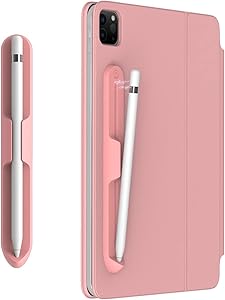 LOVE MEI Removable Silicone Holder for Apple Pencil 1st/2nd Generation, Strong Adhesive Silicone Holder Sticker [Magnetic Attach] Accessories for iPad Stylus Pens (Pink)