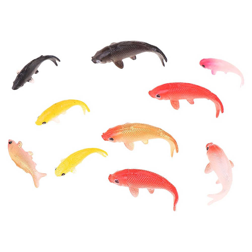 JIHUOO 10 Pcs Small Koi Fish Miniature Goldfish Figurines Fairy Garden Fish Artificial Realistic Aquarium Fish Tiny Red Fish Figures Mini Sea Animals Figures Fairy Garden Accessories