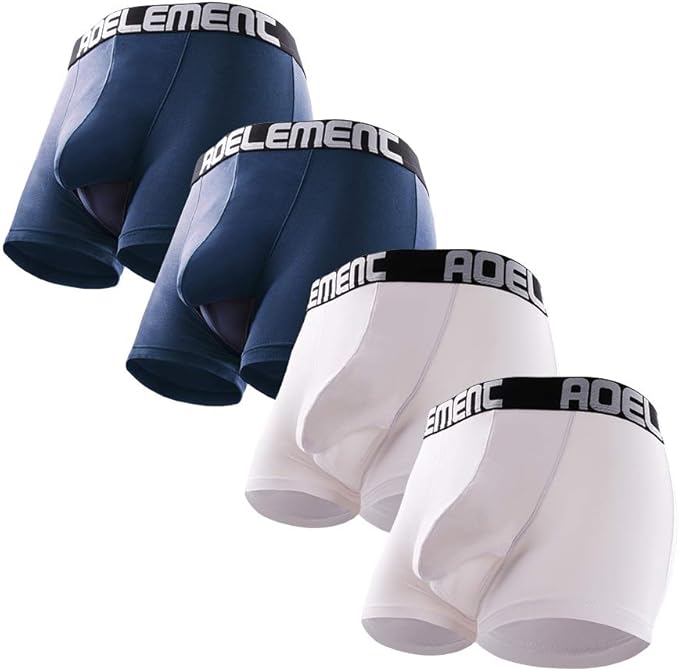 AOELEMENT Mens Modal Trunks Underwear Separate Dual Pouch Super Soft