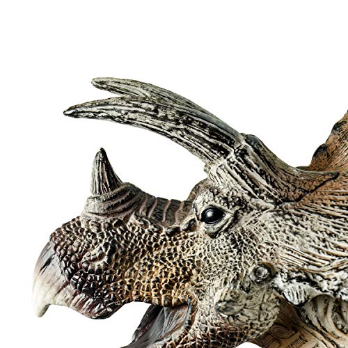Dlseego Dinosaur Hand Puppets Toys Soft Rubber Realistic Spines Dragon Role Play Toy for Kids and Adult -Triceratops