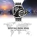 Men's Unique Analog Watch, Aposon Fashion Dress Quartz Wrist Watch with Dual Dial Cool Design Leather Band Dual Time Watches - Black